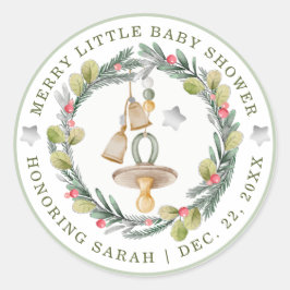 Merry Little Baby Shower Round Stickers Runt Klistermärke