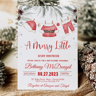 Merry Little Baby Shower Santa Baby Inbjudningar