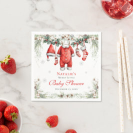 Merry Little Baby Shower Santa Clothesline Pappersservett