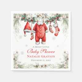 Merry Little Baby Shower Santa Clothesline Pappersservett