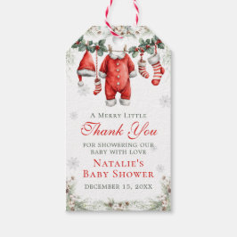 Merry Little Baby Shower Santa Clothesline Presentetikett
