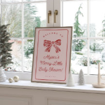 Merry Little Baby Shower Welcome Sign with Bow