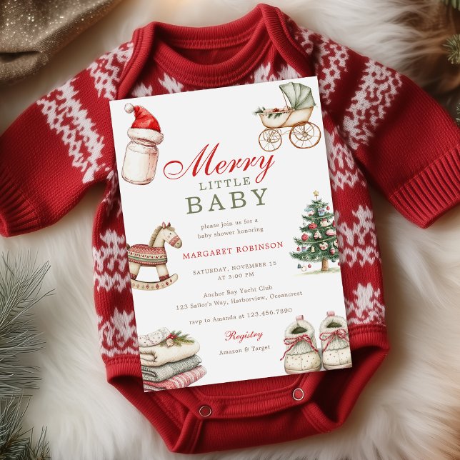 Merry Little Baby Winter-juljuskussen Inbjudningar (Skapare uppladdad)