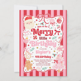 Merry Little Birthday Party Christmas Coquette Bow Inbjudningar