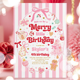 Merry Little Birthday Party Christmas Coquette Bow Inbjudningar