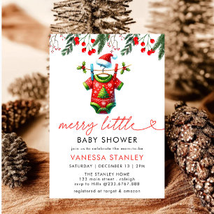 Merry Little Blommigt Santa Baby Shower Inbjudningar