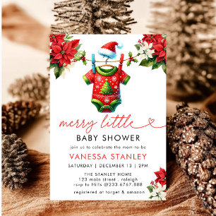 Merry Little Blommigt Santa Baby Shower Inbjudningar