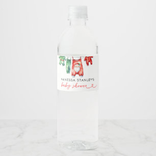 Merry Little Blommigt Santa Baby Shower Vattenflaskor Etikett