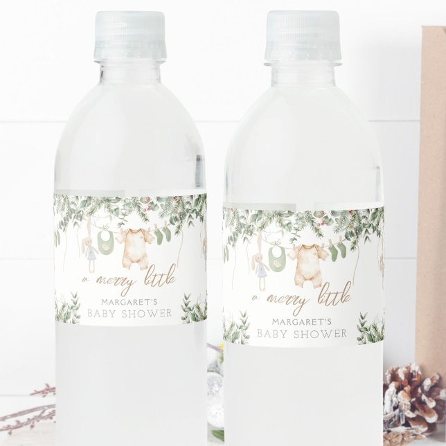 Merry Little Boho Boy Winter Baby Shower Vattenflaskor Etikett (Skapare uppladdad)