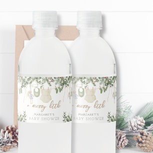 Merry Little Boho Girl Winter Baby Shower Vattenflaskor Etikett