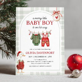 Merry Little Boy Goose Christmas Baby Shower Inbjudningar