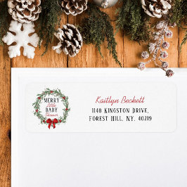 Merry Little Christmas Baby Shower Returadress Etikett