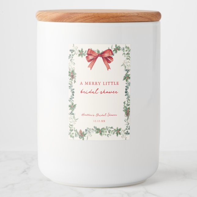 Merry Little Christmas Bridal Shower Favor Labels Mat Etikett (Framsida)