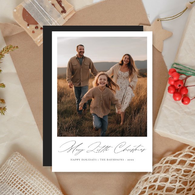 Merry Little Christmas Dark Muted Photo Card Julkort (Skapare uppladdad)