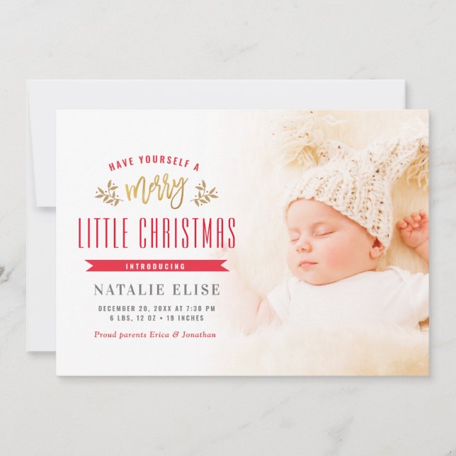MERRY LITTLE CHRISTMAS | födelsemeddelande Julkort (Framsida)