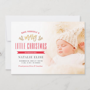 MERRY LITTLE CHRISTMAS födelsemeddelande Julkort
