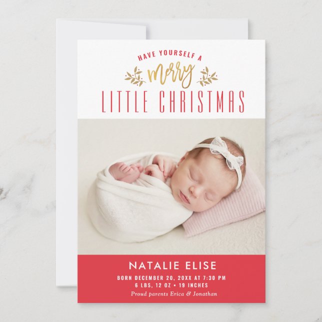 MERRY LITTLE CHRISTMAS | Fotofödelseattest Julkort (Framsida)