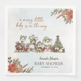 Merry Little Christmas Puppy Baby Shower Pappersservett