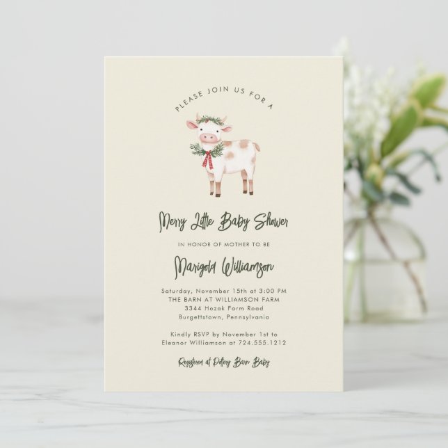 Merry Little Christmas Rustic Baby Shower  Inbjudningar (Stående Fram)