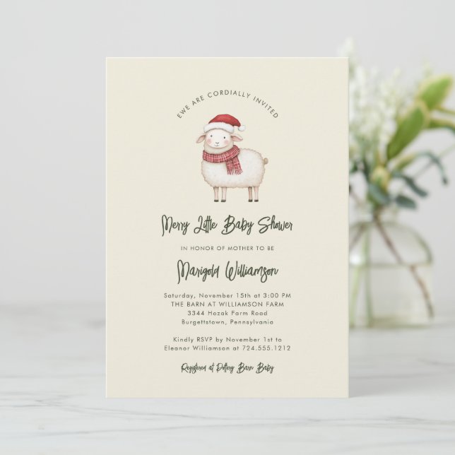 Merry Little Christmas Rustic Baby Shower  Inbjudningar (Stående Fram)