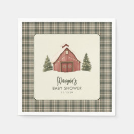 Merry Little Christmas Rustic Baby Shower Napkin Pappersservett