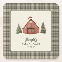 Merry Little Christmas Rustic Baby Shower  Underlägg Papper Kvadrat
