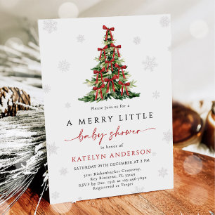 Merry Little Christmas Tree Baby Shower  Inbjudningar