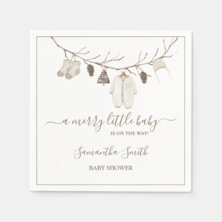 Merry Little Christmas Winter Baby Shower Pappersservett