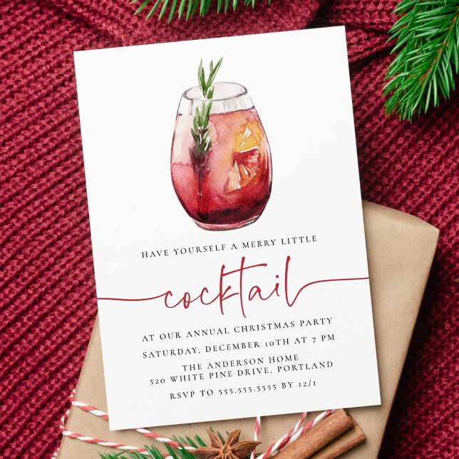 Merry Little Cocktail Sangria Julfest Inbjudningar (Skapare uppladdad)