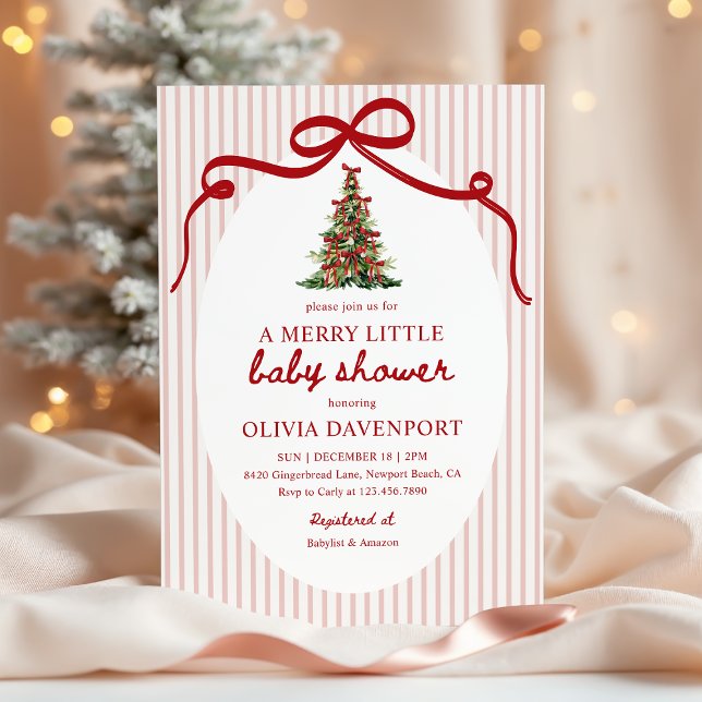 Merry Little Coquette Christmas Tree Baby Shower Inbjudningar (Skapare uppladdad)