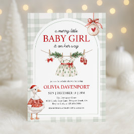Merry Little Girl Goose Christmas Baby Shower Inbjudningar