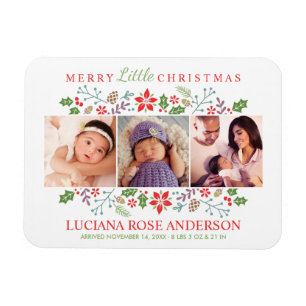 Merry Little jul Baby First Photo Collage Magnet