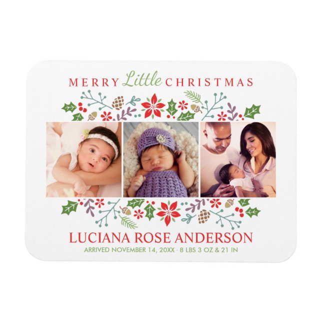 Merry Little jul Baby First Photo Collage Magnet (Horisontell)