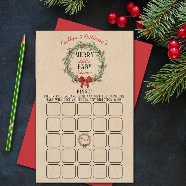 Merry Little jul Baby Shower Bingo Game (Skapare uppladdad)