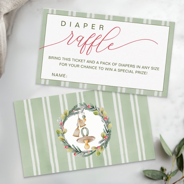 Merry Little jul Baby Shower Diaper Raffle Tilläggskort (Diaper Raffle Enclosure Card)