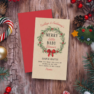 Merry Little jul Baby Shower Diaper Raffle Tilläggskort