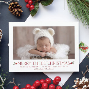 Merry Little jul Birgement Annoncement Nyfödd bebi Julkort