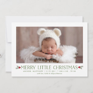Merry Little jul Birgement Annoncement Nyfödd bebi Julkort