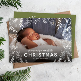 Merry Little jul Botanical Overlay Photo Julkort