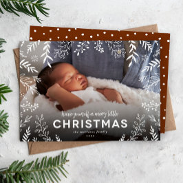 Merry Little jul Botanical Overlay Photo Julkort