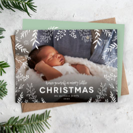 Merry Little jul Botanical Overlay Photo Julkort