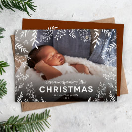 Merry Little jul Botanical Overlay Photo Julkort