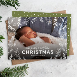 Merry Little jul Botanical Overlay Photo Julkort