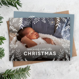 Merry Little jul Botanical Overlay Photo Julkort