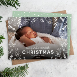 Merry Little jul Botanical Overlay Photo Julkort
