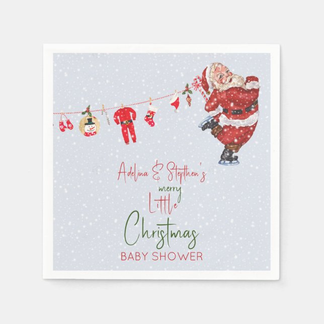 Merry Little jul Boy Girl Winter Baby Shower Pappersservett (Framsidan)
