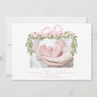 Merry Little jul Card Newborn Baby Rosa Inbjudningar