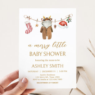 Merry Little jul Clothes Baby Shower Inbjudningar