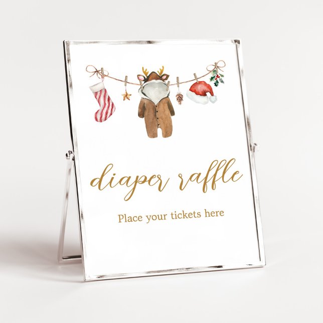 Merry Little jul Clothes Baby Shower Poster (Merry Little Clothes Baby Shower Diaper Raffle Sign)