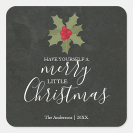Merry Little jul Holly Helgdag Fyrkantigt Klistermärke